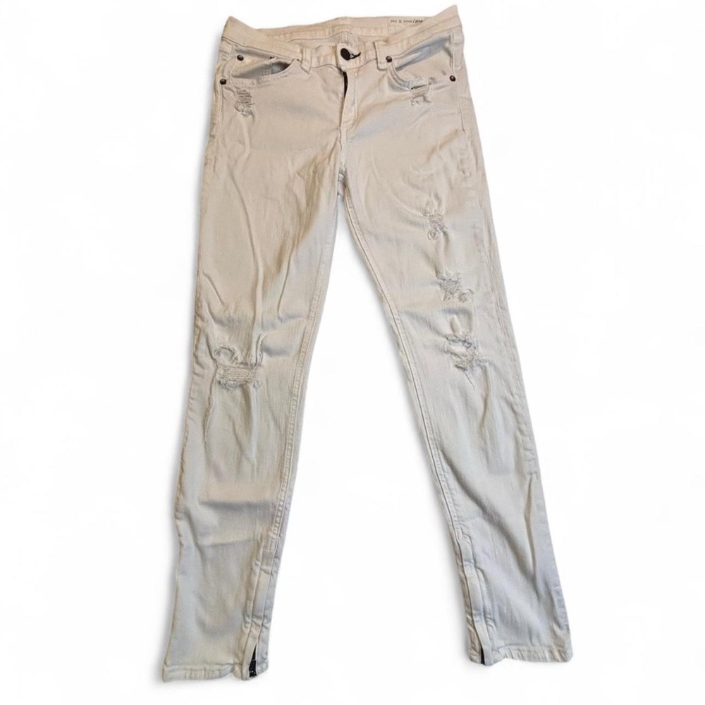 rag & bone Women's 30 The Legging Jeans Bright White Ankle Zip Skinny - Picture 5 of 8
